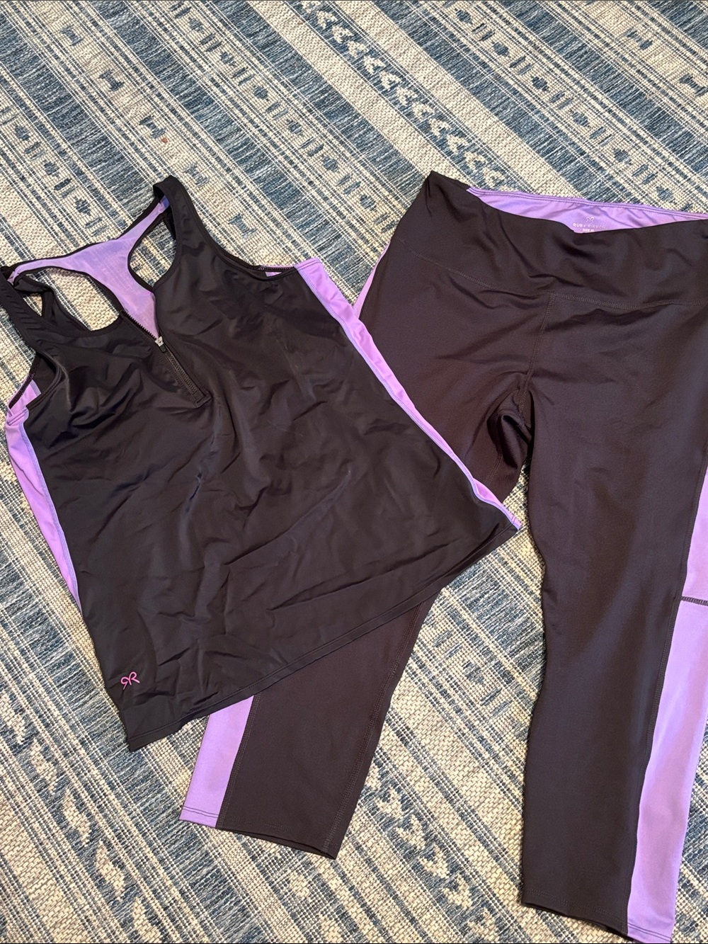 Ruby Ribbon Black & Lilac Athletic Tank and Legging Set